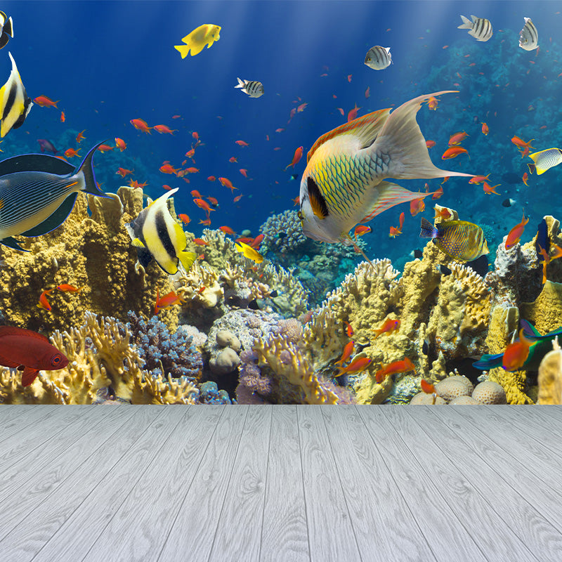 Tropical Underwater World Wallpaper Mural Colorful Moisture Resistant Wall Covering for Kids Room Yellow Clearhalo 'Wall Decor' 'Wall Mural' 1895973