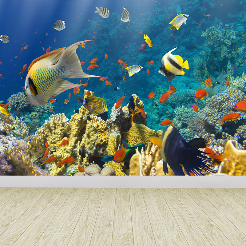 Tropical Underwater World Wallpaper Mural Colorful Moisture Resistant Wall Covering for Kids Room Clearhalo 'Wall Decor' 'Wall Mural' 1895974