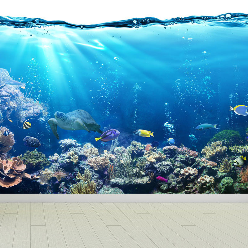 Stunning Underwater World Mural Child Bedroom Seascape Wall Art, Made to Measure Blue Clearhalo 'Wall Decor' 'Wall Mural' 1896013