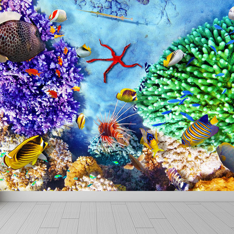 Washable Under Sea Scenery Mural Wallpaper Tropical Non-Woven Wall Covering, Custom Made Green Clearhalo 'Wall Decor' 'Wall Mural' 1896033