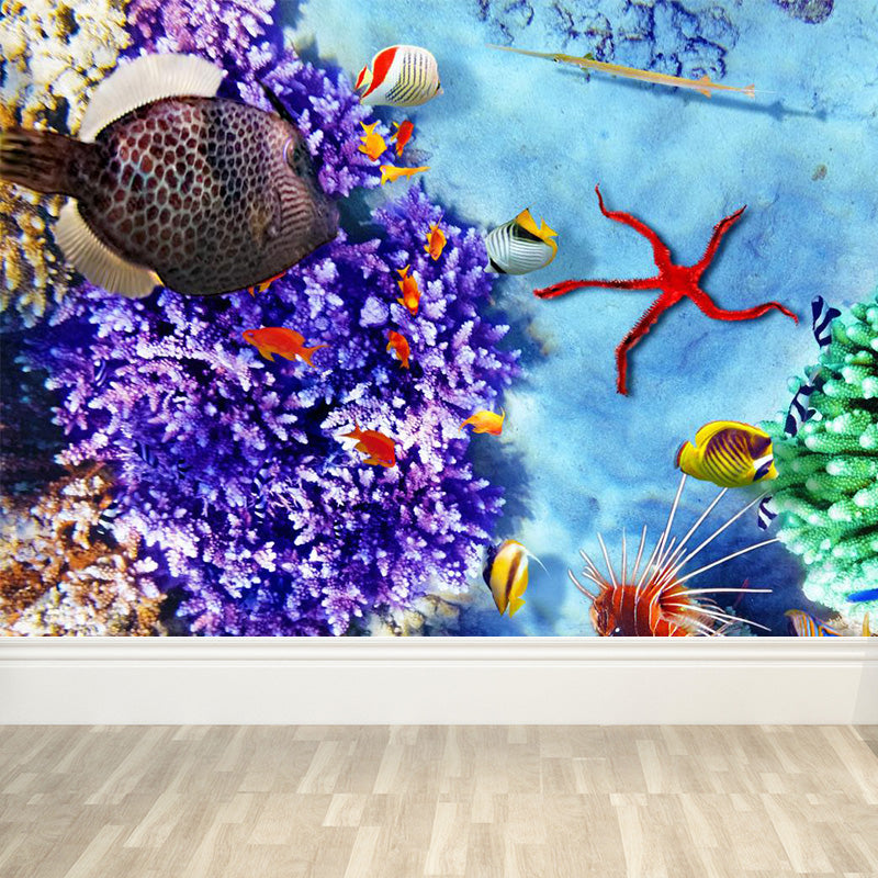 Washable Under Sea Scenery Mural Wallpaper Tropical Non-Woven Wall Covering, Custom Made Clearhalo 'Wall Decor' 'Wall Mural' 1896035