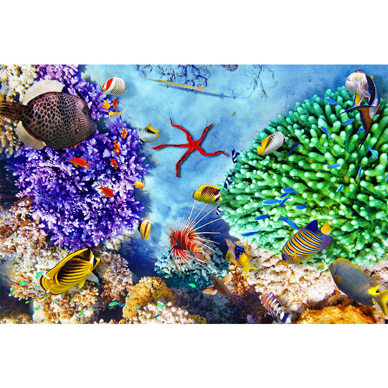 Washable Under Sea Scenery Mural Wallpaper Tropical Non-Woven Wall Covering, Custom Made Clearhalo 'Wall Decor' 'Wall Mural' 1896036