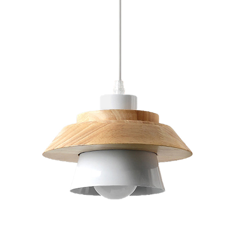 Macaron Style Mushroom Pendant Light Metal Wood 1 Light Hanging Light for Restaurant Clearhalo 'Ceiling Lights' 'Pendant Lights' 'Pendants' Lighting' 189608