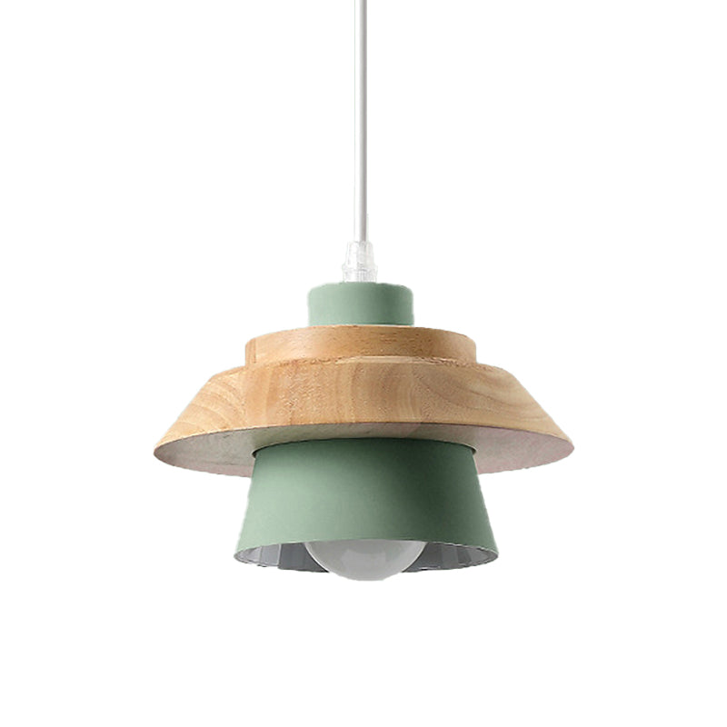 Macaron Style Mushroom Pendant Light Metal Wood 1 Light Hanging Light for Restaurant Clearhalo 'Ceiling Lights' 'Pendant Lights' 'Pendants' Lighting' 189611