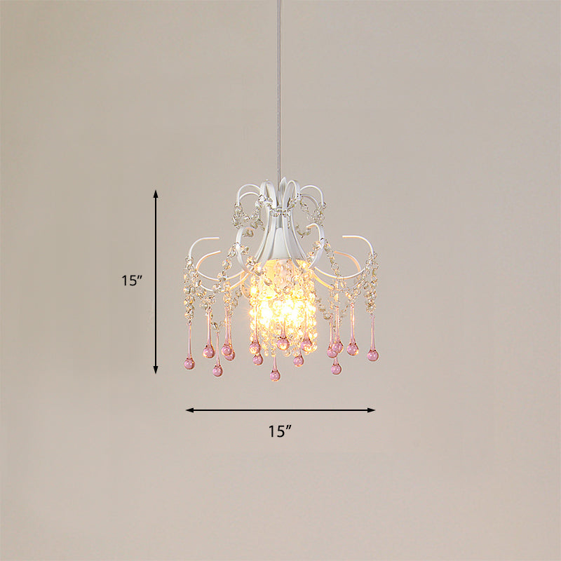 Teardrop Crystal Suspension Light Single Light Luxurious Metallic Pendant Light for Baby Room Clearhalo 'Ceiling Lights' 'Pendant Lights' 'Pendants' Lighting' 189634