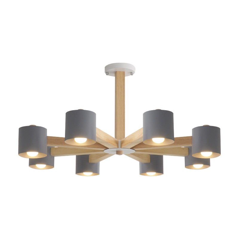 Cylindrical Shade Kid Bedroom Chandelier Wood Modern Style Ceiling Pendant Light Clearhalo 'Ceiling Lights' 'Chandeliers' Lighting' options 189650