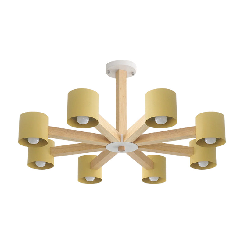 Cylindrical Shade Kid Bedroom Chandelier Wood Modern Style Ceiling Pendant Light Clearhalo 'Ceiling Lights' 'Chandeliers' Lighting' options 189654
