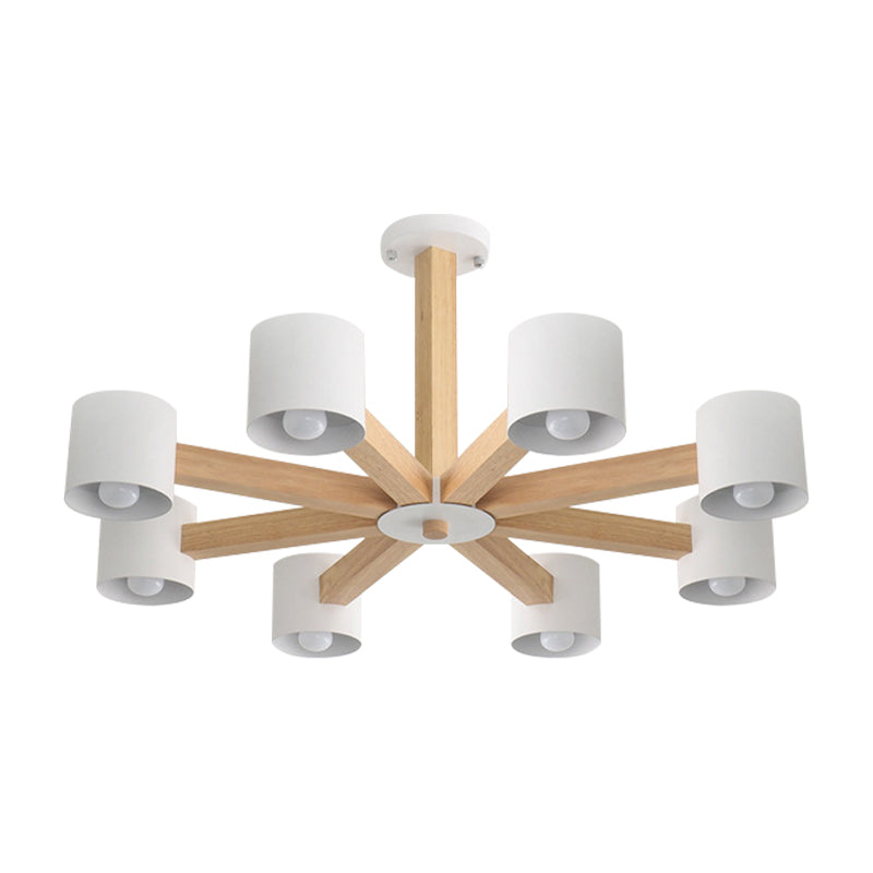 Cylindrical Shade Kid Bedroom Chandelier Wood Modern Style Ceiling Pendant Light Clearhalo 'Ceiling Lights' 'Chandeliers' Lighting' options 189657