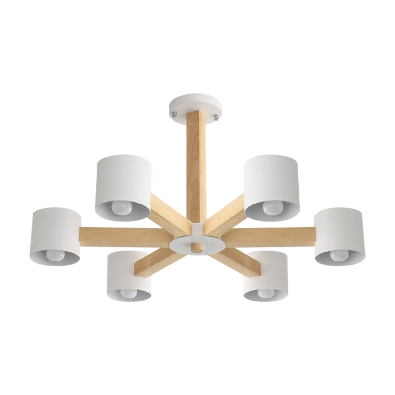 Cylindrical Shade Kid Bedroom Chandelier Wood Modern Style Ceiling Pendant Light Clearhalo 'Ceiling Lights' 'Chandeliers' Lighting' options 189668
