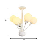 6 Lights Balloon Pendant Light Modern Metal & Glass Hanging Lamp in White for Child Bedroom Clearhalo 'Ceiling Lights' 'Close To Ceiling Lights' 'Glass shade' 'Glass' 'Pendant Lights' 'Pendants' Lighting' 189693