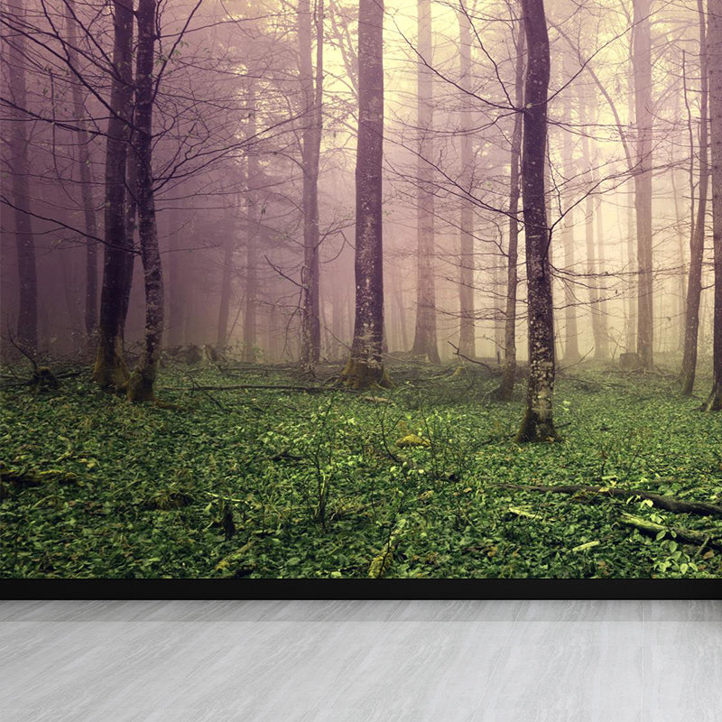 Big Foggy Forest Mural Decal Modern Mysterious Scenery Wall Covering in Pastel Color Clearhalo 'Wall Decor' 'Wall Mural' 1897130