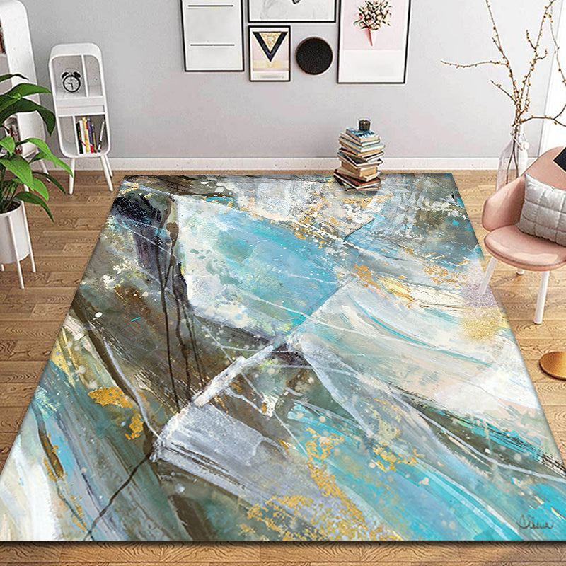 Aesthetic Abstract Watercolor Pattern Rug Blue Simplicity Rug Polyester Washable Non-Slip Pet Friendly Area Rug for Parlour Sky Blue Clearhalo 'Area Rug' 'Rug' 1897310