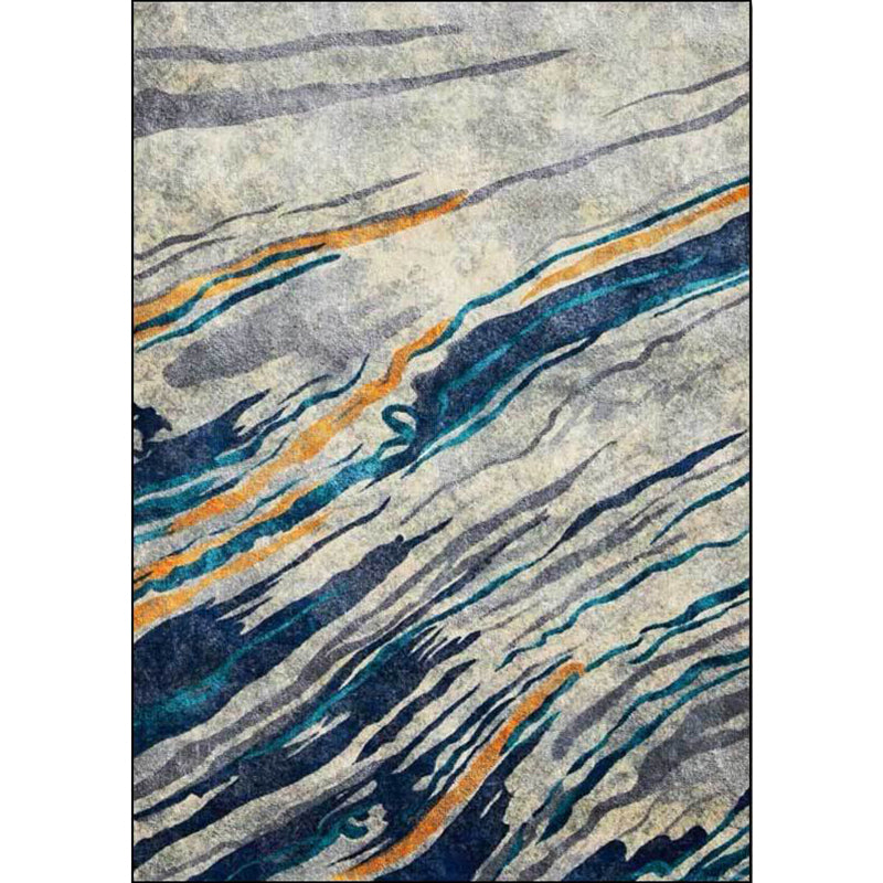 Unusual Multi-Color Industrial Rug Polyester Swirl Striped Pattern