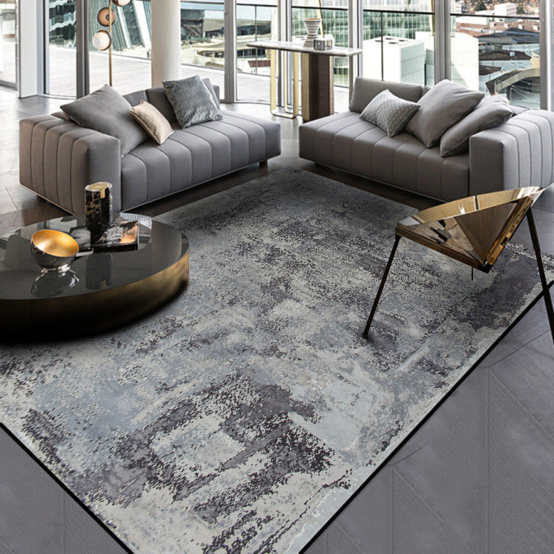 Grey Industrial Style Rug Polyester Abstract Carpet Pet Friendly Washable Non-Slip Area Rug for Bedroom Grey Clearhalo 'Area Rug' 'Modern' 'Rugs' Rug' 1897466