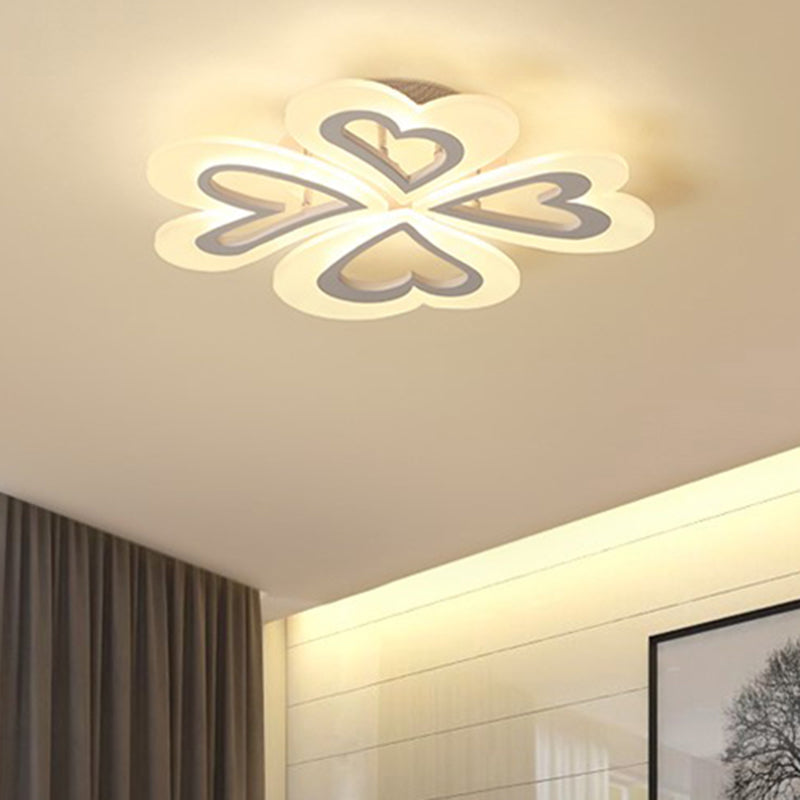 Child Bedroom Heart Petal Ceiling Light Acrylic Pretty Flushmount Light White Clearhalo 'Ceiling Lights' 'Close To Ceiling Lights' 'Close to ceiling' 'Flush mount' Lighting' 189764