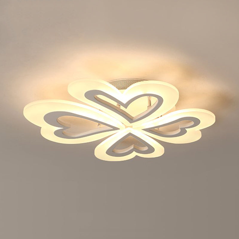 Child Bedroom Heart Petal Ceiling Light Acrylic Pretty Flushmount Light Clearhalo 'Ceiling Lights' 'Close To Ceiling Lights' 'Close to ceiling' 'Flush mount' Lighting' 189765