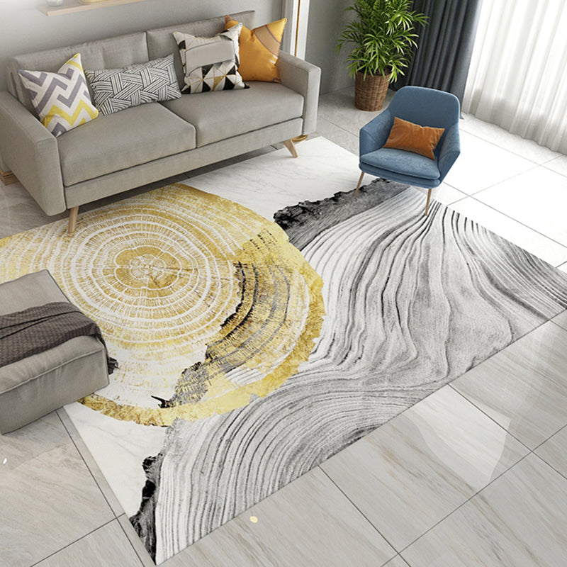 Simple Industrial Rug Polyester Swirl Striped Pattern Carpet Washable  Non-Slip Backing Pet Friendly Area Rug for Bedroom