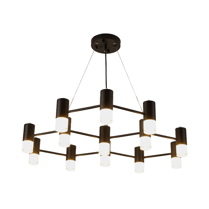 Modern Black Finish Hanging Light Honeycomb Metal Chandelier for Restaurant Cottage Clearhalo 'Ceiling Lights' 'Chandeliers' 'Modern Chandeliers' 'Modern' Lighting' 189774