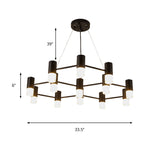 Modern Black Finish Hanging Light Honeycomb Metal Chandelier for Restaurant Cottage Clearhalo 'Ceiling Lights' 'Chandeliers' 'Modern Chandeliers' 'Modern' Lighting' 189775