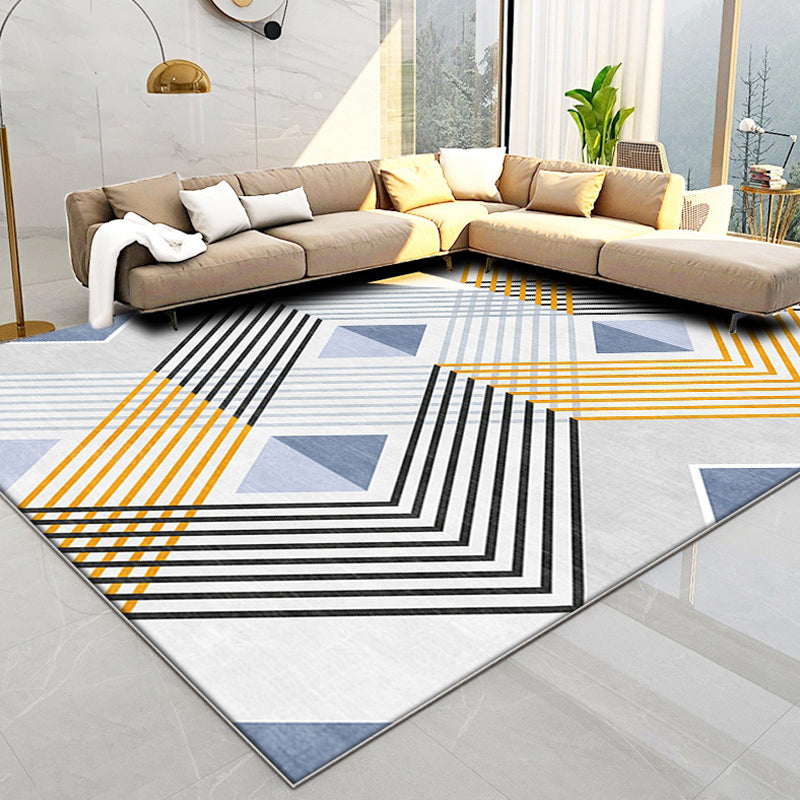 Yellow Living Room Area Rug Modernism Striped Pattern Rug Polyester Machine Non-Slip Backing Indoor Rug Yellow Clearhalo 'Area Rug' 'Modern' 'Rugs' Rug' 1897762