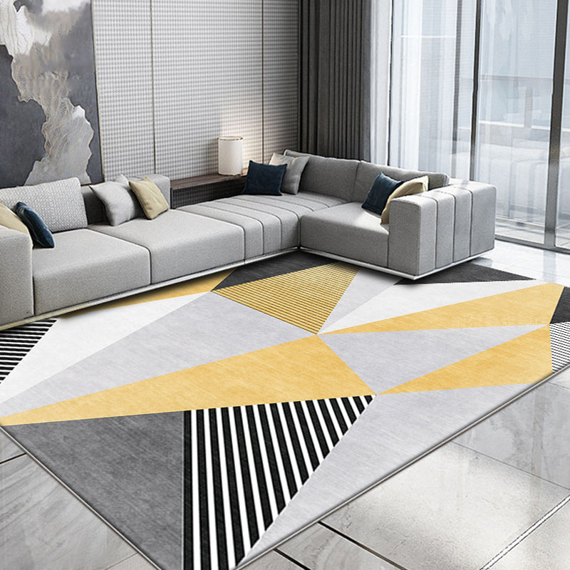 Nordic Striped Pattern Rug Yellow Polyester Carpet Washable Anti-Slip Backing Pet Friendly Rug for Parlour Yellow Clearhalo 'Area Rug' 'Modern' 'Rugs' Rug' 1897769