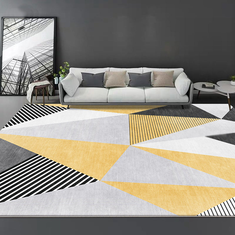 Nordic Striped Pattern Rug Yellow Polyester Carpet Washable Anti-Slip Backing Pet Friendly Rug for Parlour Clearhalo 'Area Rug' 'Modern' 'Rugs' Rug' 1897770