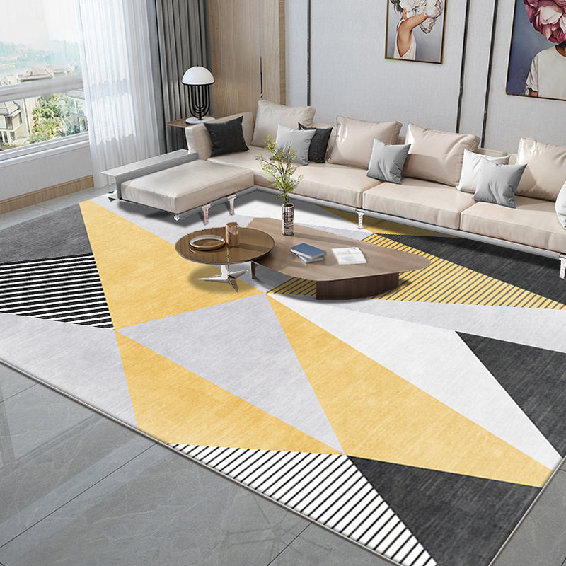 Nordic Striped Pattern Rug Yellow Polyester Carpet Washable Anti-Slip Backing Pet Friendly Rug for Parlour Clearhalo 'Area Rug' 'Modern' 'Rugs' Rug' 1897771