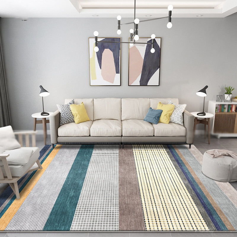 Funky Striped Pattern Rug with Plaid Grey Modern Rug Polyester Washable Non-Slip Pet Friendly Area Carpet for Parlour Clearhalo 'Area Rug' 'Modern' 'Rugs' Rug' 1897791