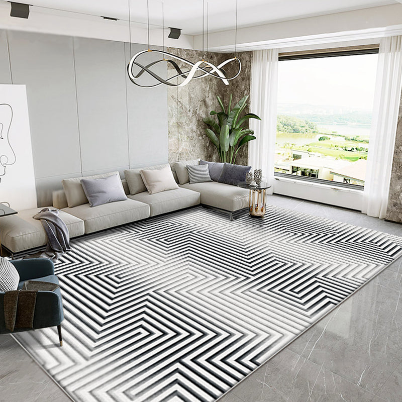 Modernism Parlour Area Rug Grey Striped Pattern Rug Polyester Washable Non-Slip Pet Friendly Area Rug Clearhalo 'Area Rug' 'Modern' 'Rugs' Rug' 1897826