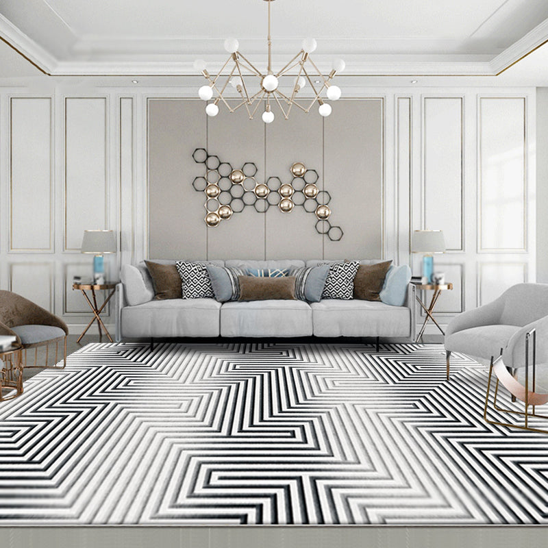 Modernism Parlour Area Rug Grey Striped Pattern Rug Polyester Washable Non-Slip Pet Friendly Area Rug Clearhalo 'Area Rug' 'Modern' 'Rugs' Rug' 1897827