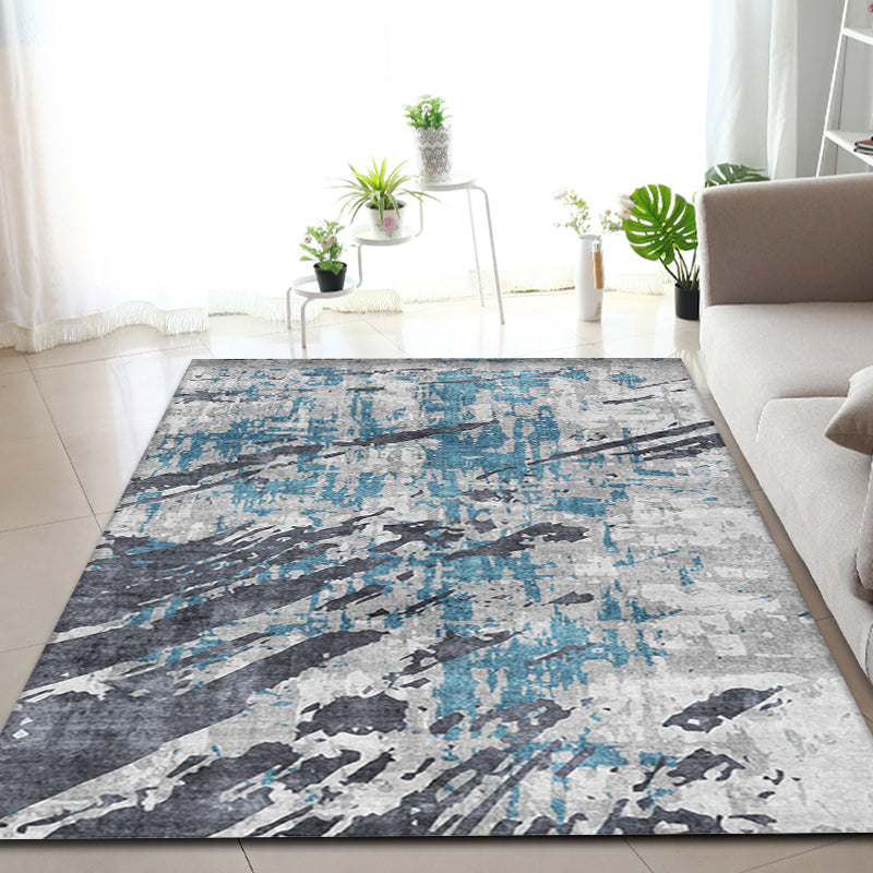 Tappeto moderno tappeto blu astratto poliestere lavabile in lavatrice non  slip tappeto interno per animali domestici - clearhalo – Clearhalo