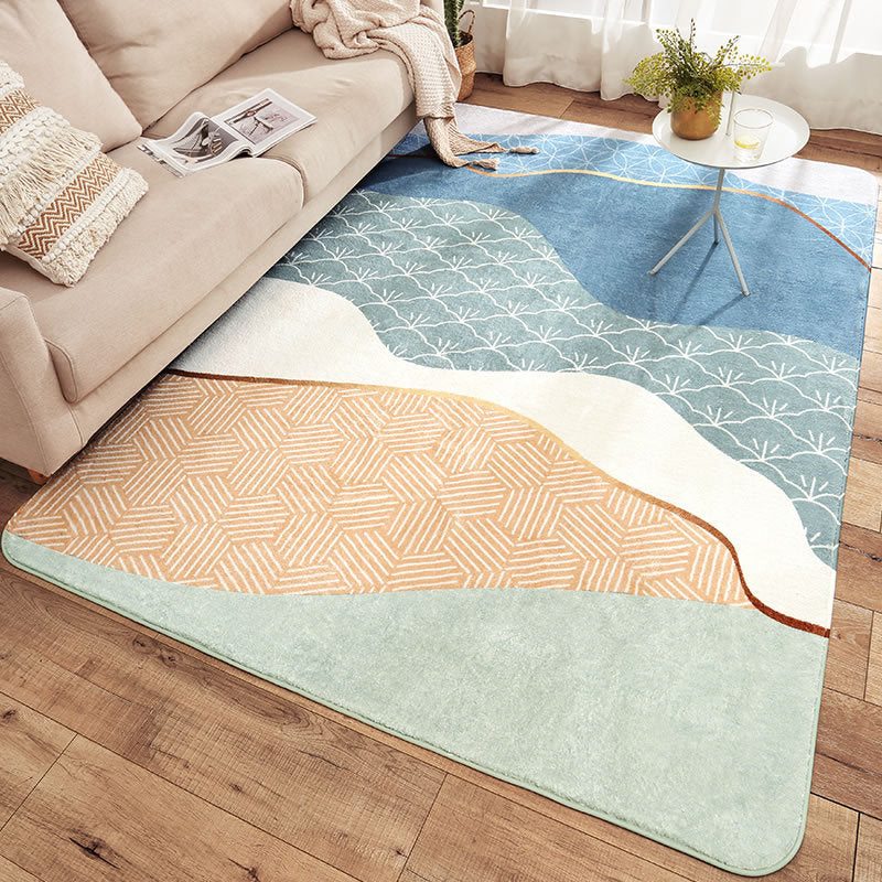 Trendy Color Block Area Rug Soft Novelty Rug Synthetics Washable Non-Slip Backing Carpet for Home Green Clearhalo 'Area Rug' 'Rug' 1897967