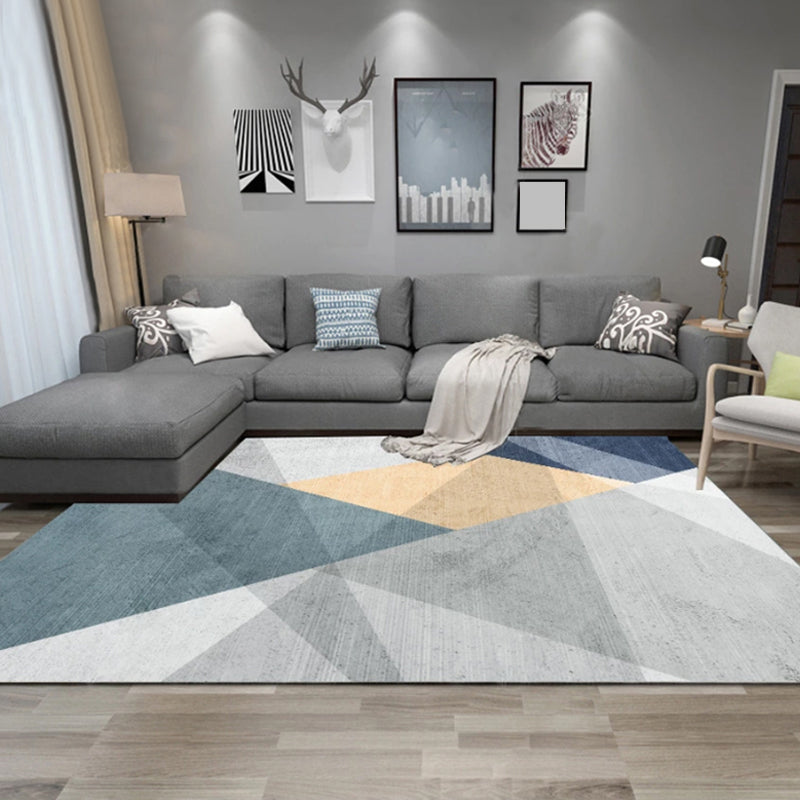 Aesthetics Morandi Color Geometric Rug Polypropylene Modernist Carpet Washable Anti-Slip Rug for Home Light Gray Clearhalo 'Area Rug' 'Modern' 'Rugs' Rug' 1898136