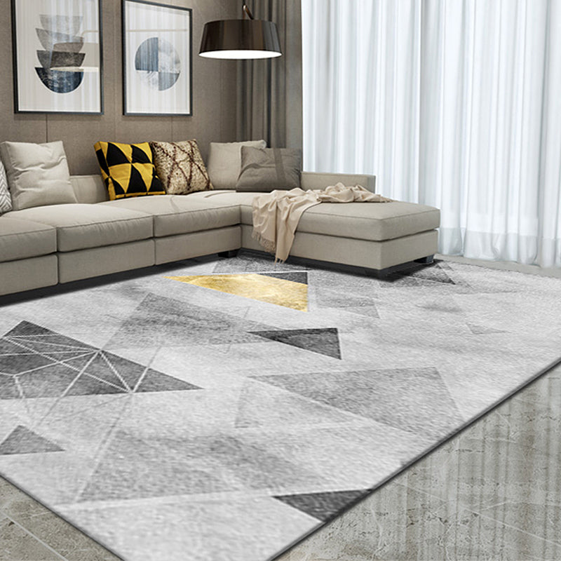 Modern Style Triangles Pattern Rug Multi-Color Polyester Carpet Pet Friendly Indoor Rug for Living Room Light Gray Clearhalo 'Area Rug' 'Modern' 'Rugs' Rug' 1898139