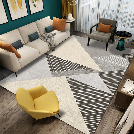 Pastel Grey Modern Rug Polyester Color-Blocking Triangle Carpet Pet-Friendly Rug for Living Room Grey Clearhalo 'Area Rug' 'Modern' 'Rugs' Rug' 1898167