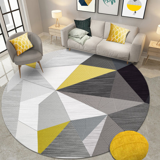 Modern 3D Geometric Indoor Rug Grey Polypropylene Rug Washable Anti-Slip Backing Carpet for Home Grey Clearhalo 'Area Rug' 'Modern' 'Rugs' Rug' 1898176