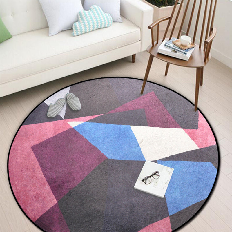 Unique Multi Colored Geometric Rug Polyester Contemporary Indoor Rug Machine Washable Carpet for Home Black Clearhalo 'Area Rug' 'Rug' 1898228