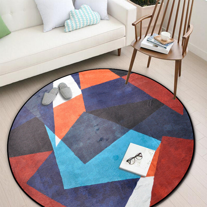 Unique Multi Colored Geometric Rug Polyester Contemporary Indoor Rug Machine Washable Carpet for Home Blue Clearhalo 'Area Rug' 'Rug' 1898235