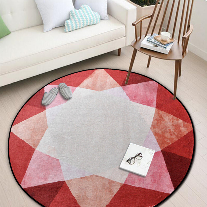 Unique Multi Colored Geometric Rug Polyester Contemporary Indoor Rug Machine Washable Carpet for Home Red Clearhalo 'Area Rug' 'Rug' 1898236