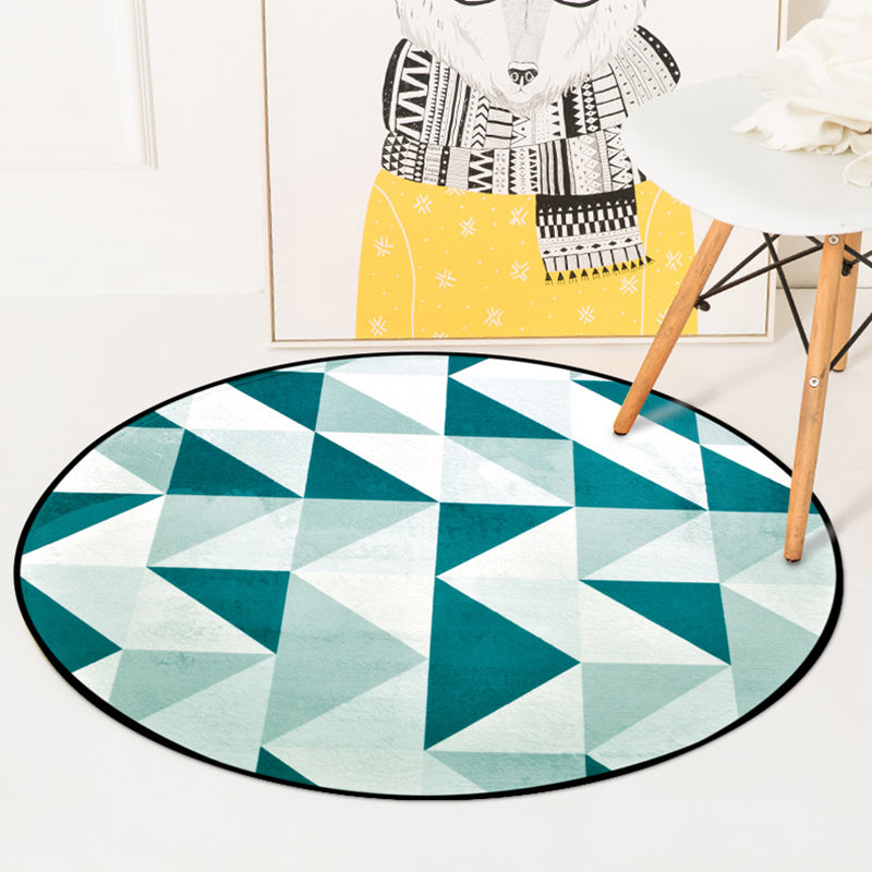 Modern Living Room Area Rug Multi-Color Triangular Pattern Carpet Polyester Washable Rug Lake Green Clearhalo 'Area Rug' 'Modern' 'Rugs' Rug' 1898263