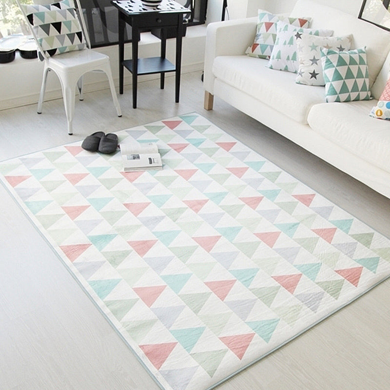 Enchanting Seamless Triangle Rug Multicolored Modern Carpet Synthetics Anti-Slip Washable Rug for Bedroom White Clearhalo 'Area Rug' 'Modern' 'Rugs' Rug' 1898283