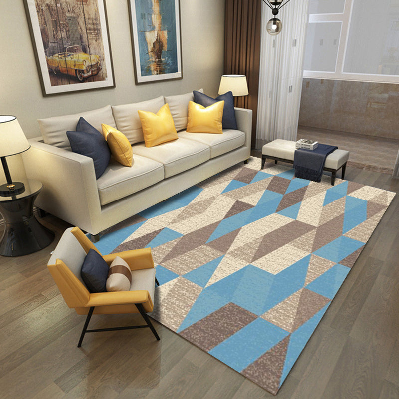 Soft Color Patchwork Area Rug Polypropylene Contemporary Carpet Stain Resistant Rug for Home Blue Clearhalo 'Area Rug' 'Modern' 'Rugs' Rug' 1898295