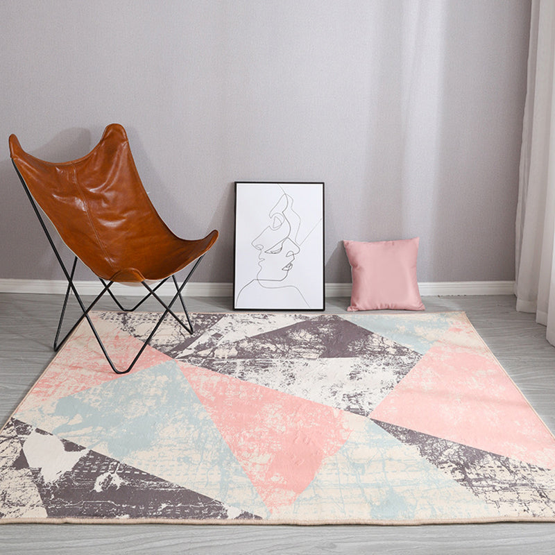 Minimalist Living Room Rug Pastel Geometric Indoor Rug Synthetics Washable Non-Slip Carpet Pink Clearhalo 'Area Rug' 'Modern' 'Rugs' Rug' 1898320