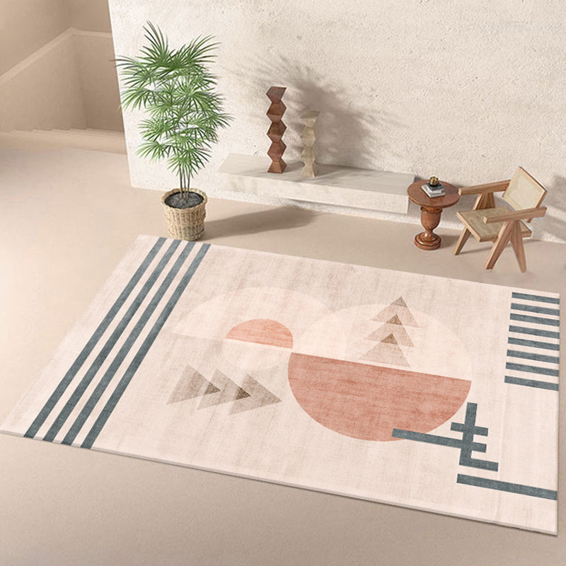 Esthetic Geometric Indoor Rug Morandi Color Creative Rug Polyester Stain-Proofing Carpet for Living Room Light Pink Clearhalo 'Area Rug' 'Rug' 1898380