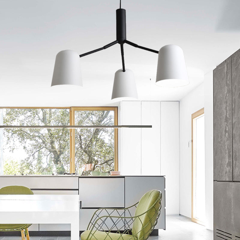 Iron Bell Shade Chandelier Nordic Simple Pendant Light in Black and White for Study Room Clearhalo 'Ceiling Lights' 'Chandeliers' 'Modern Chandeliers' 'Modern' Lighting' 189842