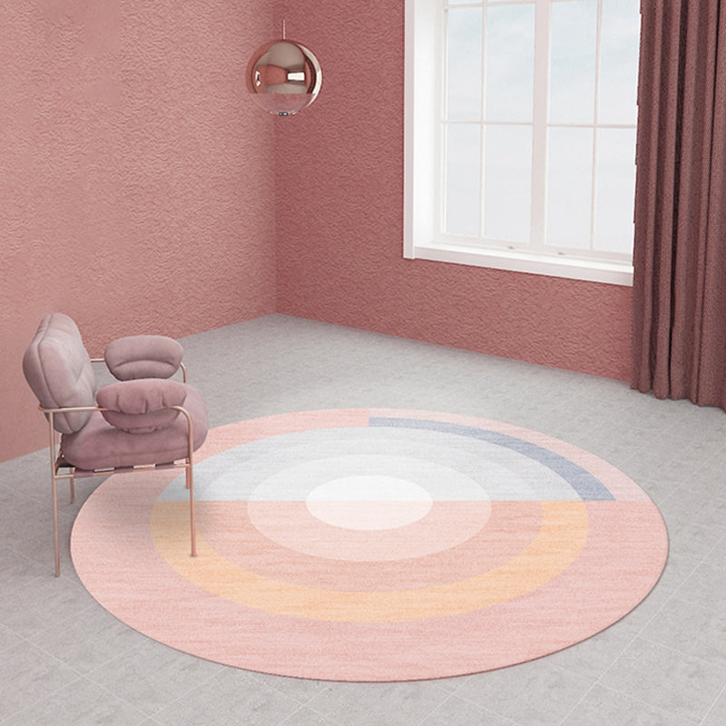 Aesthetics Modern Area Rug Pastel Concentric Round Carpet Anti-Slip Backing Rug for Room Pink Clearhalo 'Area Rug' 'Modern' 'Rugs' Rug' 1898438