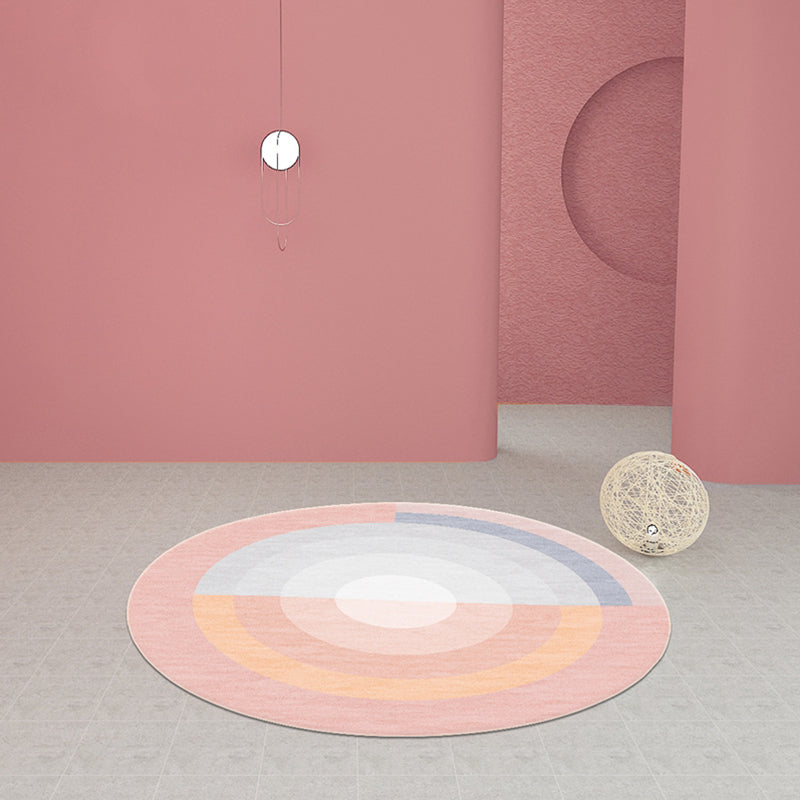 Aesthetics Modern Area Rug Pastel Concentric Round Carpet Anti-Slip Backing Rug for Room Clearhalo 'Area Rug' 'Modern' 'Rugs' Rug' 1898439