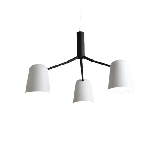 Iron Bell Shade Chandelier Nordic Simple Pendant Light in Black and White for Study Room Clearhalo 'Ceiling Lights' 'Chandeliers' 'Modern Chandeliers' 'Modern' Lighting' 189843