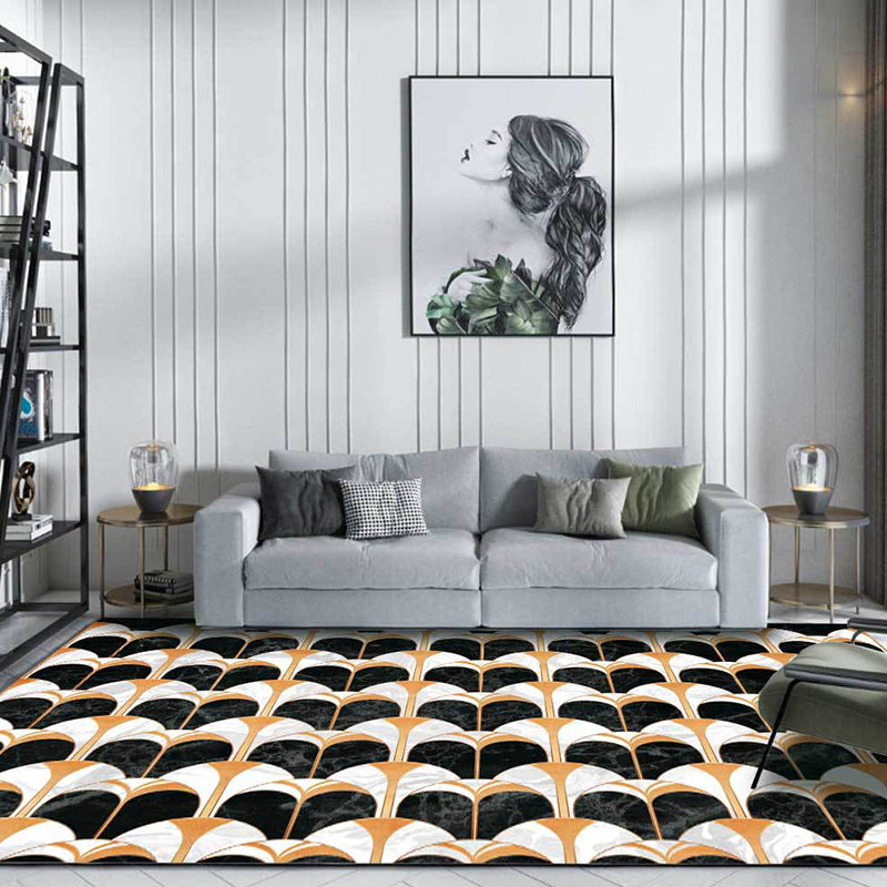 Dark Color Bedroom Rug Modern Seamless Geometric Pattern Carpet Polypropylene Non-Slip Rug Black Clearhalo 'Area Rug' 'Modern' 'Rugs' Rug' 1898441