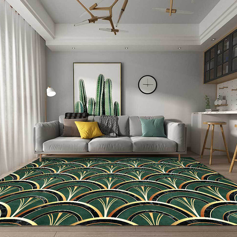 Dark Color Bedroom Rug Modern Seamless Geometric Pattern Carpet Polypropylene Non-Slip Rug Green Clearhalo 'Area Rug' 'Modern' 'Rugs' Rug' 1898449